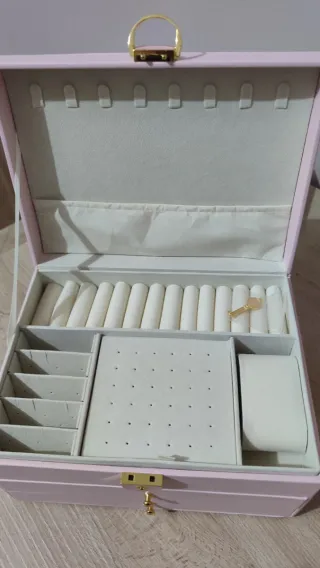 Portagioie grande rosa con dettagli oro