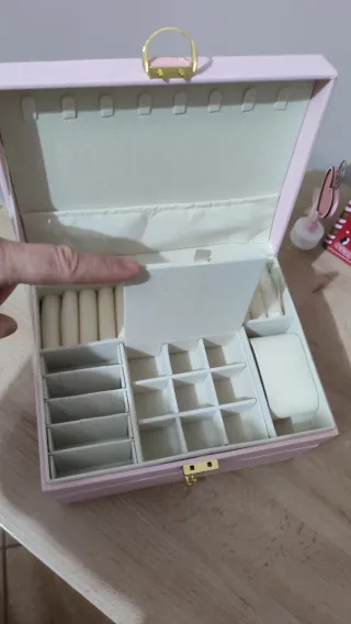 Portagioie grande rosa con dettagli oro