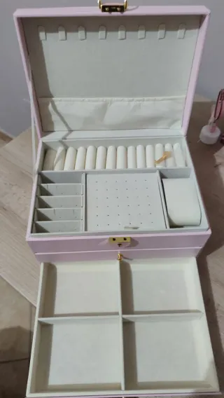 Portagioie grande rosa con dettagli oro