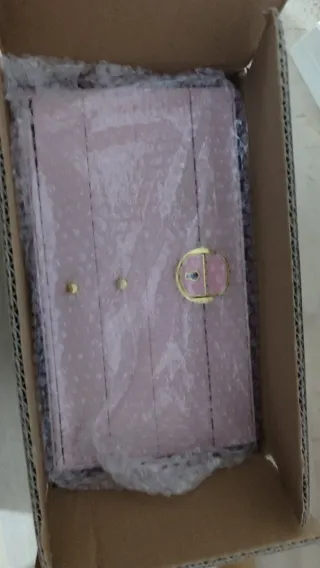 Portagioie grande rosa con dettagli oro