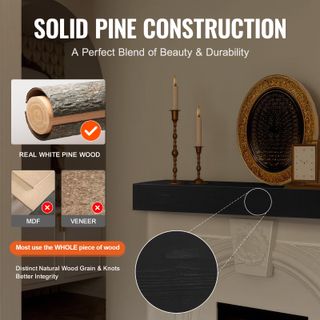 Mensola per caminetto galleggiante a parete 48 ''