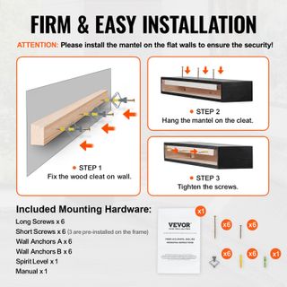 Mensola per caminetto galleggiante a parete 48 ''