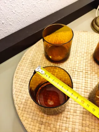 Lote 4 vasos ámbar cristal