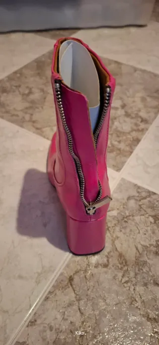 Botines de tacón rosa mujer