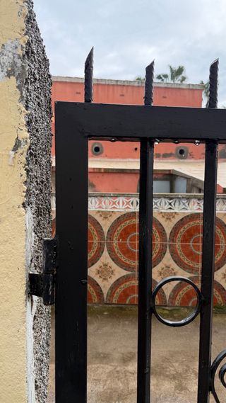 Puertas de hierro forjado abatibles.