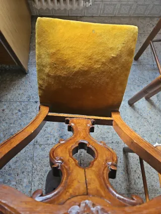 Silla vintage madera y terciopelo