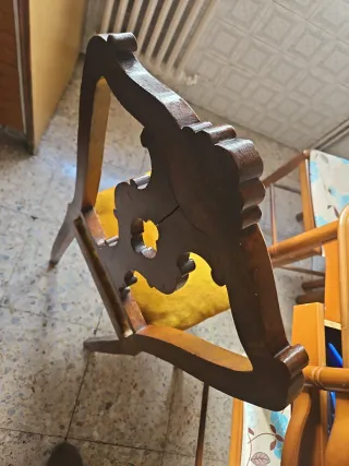 Silla vintage madera y terciopelo