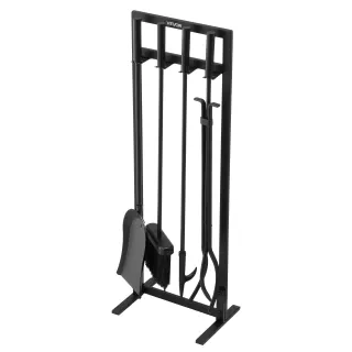 Set di Attrezzi per Camino 5 Pezzi con Supporto