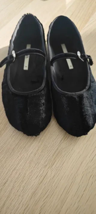 Bailarinas Zara Terciopelo Negro Talla 38