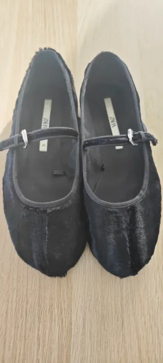 Bailarinas Zara Terciopelo Negro Talla 38