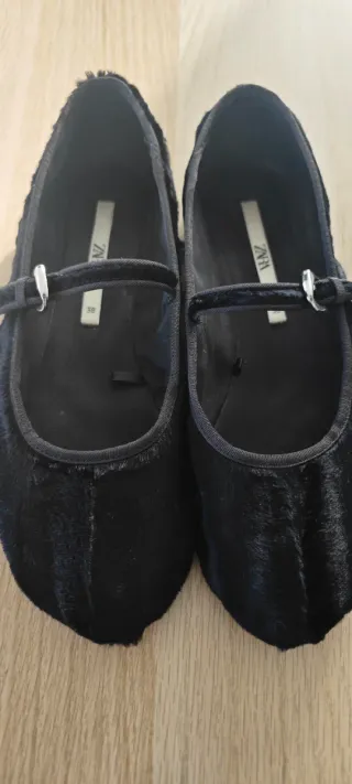 Bailarinas Zara Terciopelo Negro Talla 38