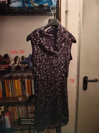 Vestido lentejuelas morado talla 36