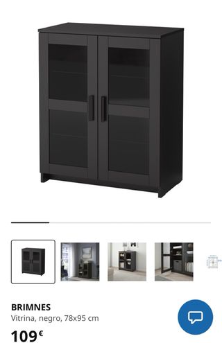 Vitrina Negra con Puertas de Cristal