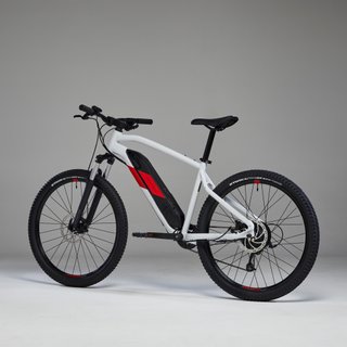 Bicicleta eléctrica MTB Rockrider E-ST 100 Blanco Rojo