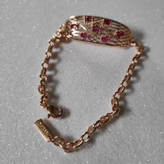Bracciale vintage oro rosa con pietre rosa