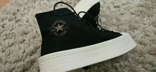 Converse plataforma piel serraje negras