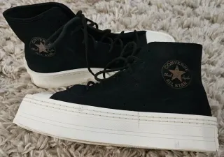 Converse plataforma piel serraje negras