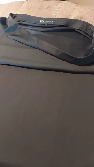 Falda larga satén Zara negra T.XL