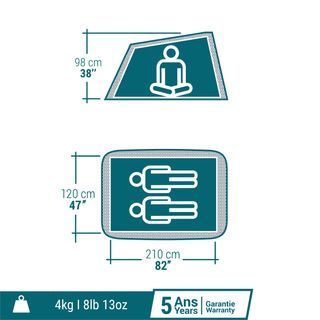 Tienda de campaña 2 personas Quechua 2 Seconds F&B