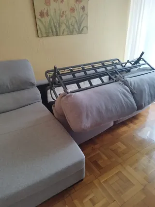 Sofá modular gris tela