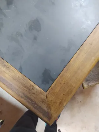 Conjunto mesa y sillas de comedor, madera tropical