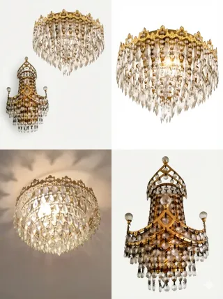 Lámparas Vintage Cristal y Latón Estilo Imperio