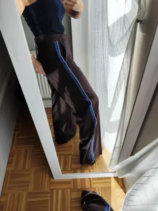 Pantalón Zara rayas azul y marrón