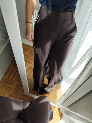 Pantalón Zara rayas azul y marrón