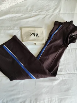 Pantalón Zara rayas azul y marrón