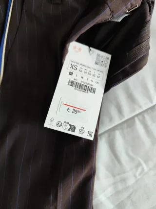 Pantalón Zara rayas azul y marrón