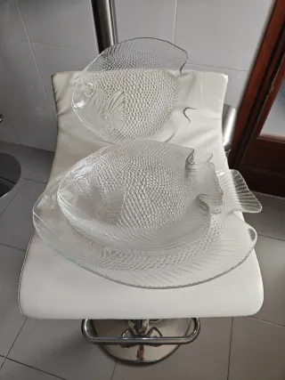 Fuente y platos cristal