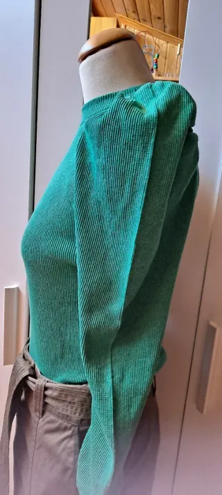 Jersey punto acanalado manga abullonada