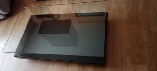 Mesa de centro cristal y negro