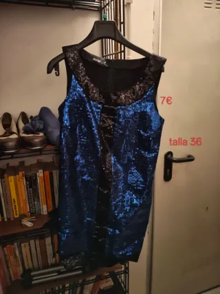 Vestido lentejuelas azul talla 36