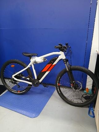Bicicleta eléctrica MTB Rockrider E-ST 100 Blanco Rojo