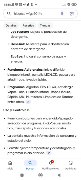 Lavadora Hisense WFGS9014V Alta Gama URGE VENTA