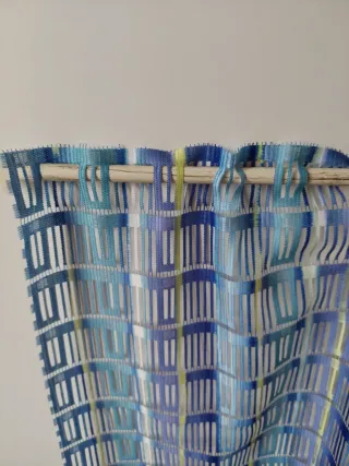 2 tende a vetro tessuto blu