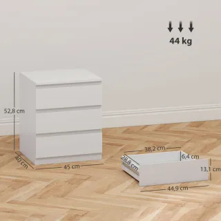 Cómoda 3 Cajones Blanca 45x40x52,8 cm