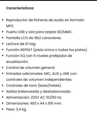 Mark MMP5 Reproductor Mezclador Audio