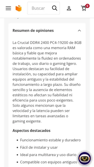 2 Memorias RAM Crucial DDR4 2400 PC4-19200 8GB CL1