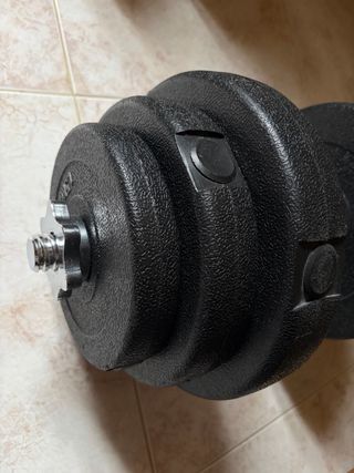 Barra y Mancuernas con Discos