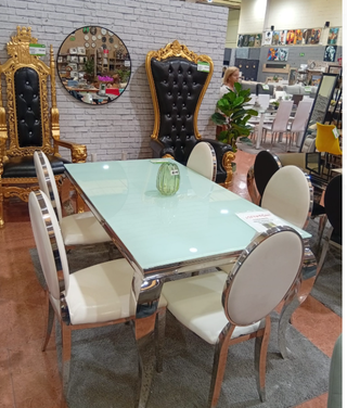 Mesa Comedor Vanguardia Cristal y Metal