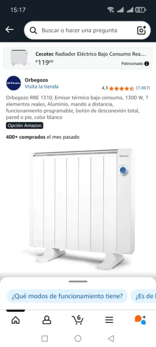 Orbegozo Emisor Térmico Bajo Consumo