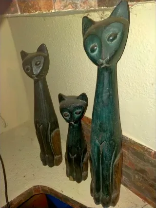 3 Gatos Madera Palma y Madera