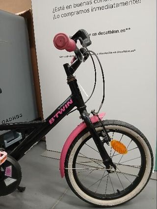 Bicicleta niños 16 pulgadas Btwin 500 Spy Hero Girl negra