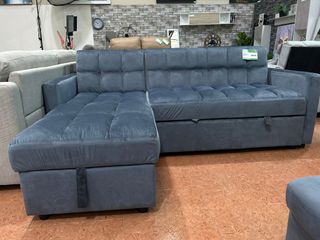 Sofá Cama Chaiselongue con Arcón Gris