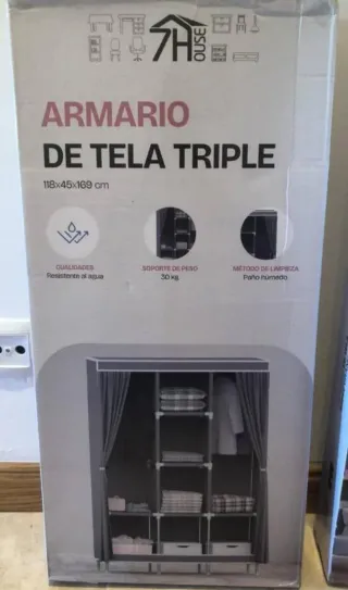 Armario Ropero Triple Grande Gris