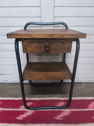 Mesa auxiliar vintage madera y metal