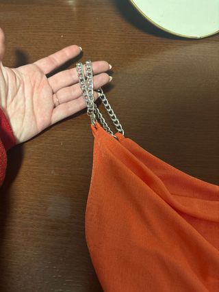 Top fiesta naranja/rosa con cadena