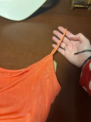 Top fiesta naranja/rosa con cadena